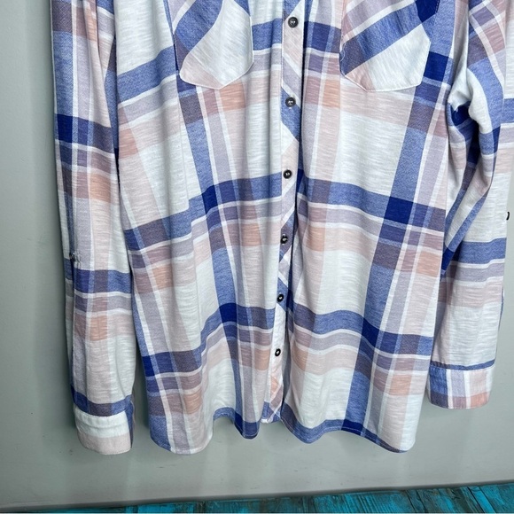 Warehouse One Plaid Button Down Shirt Floral Lace - Picture 5 of 10